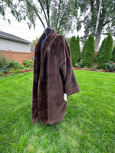Used Brown Fake Fur Coat, Reversible
