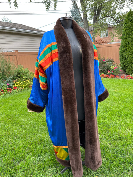 Used Brown Fake Fur Coat, Reversible