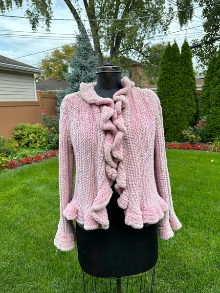 Pink Sheared Knitted Beaver Jacket