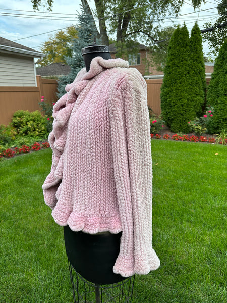 Pink Sheared Knitted Beaver Jacket