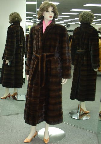 Mahogany Female Mink Coat with Belt
