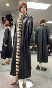 Black Leather Coat, Rex Trim 