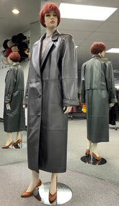Grey Pearlized Leather Coat 