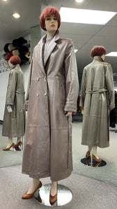 Taupe Pearlized Leather Coat 