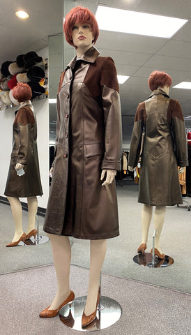 Brown Pearlized 7/8 Leather Coat 