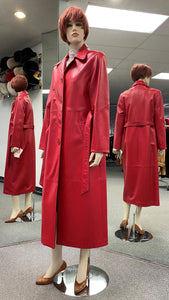 Red Lamb Leather Coat 